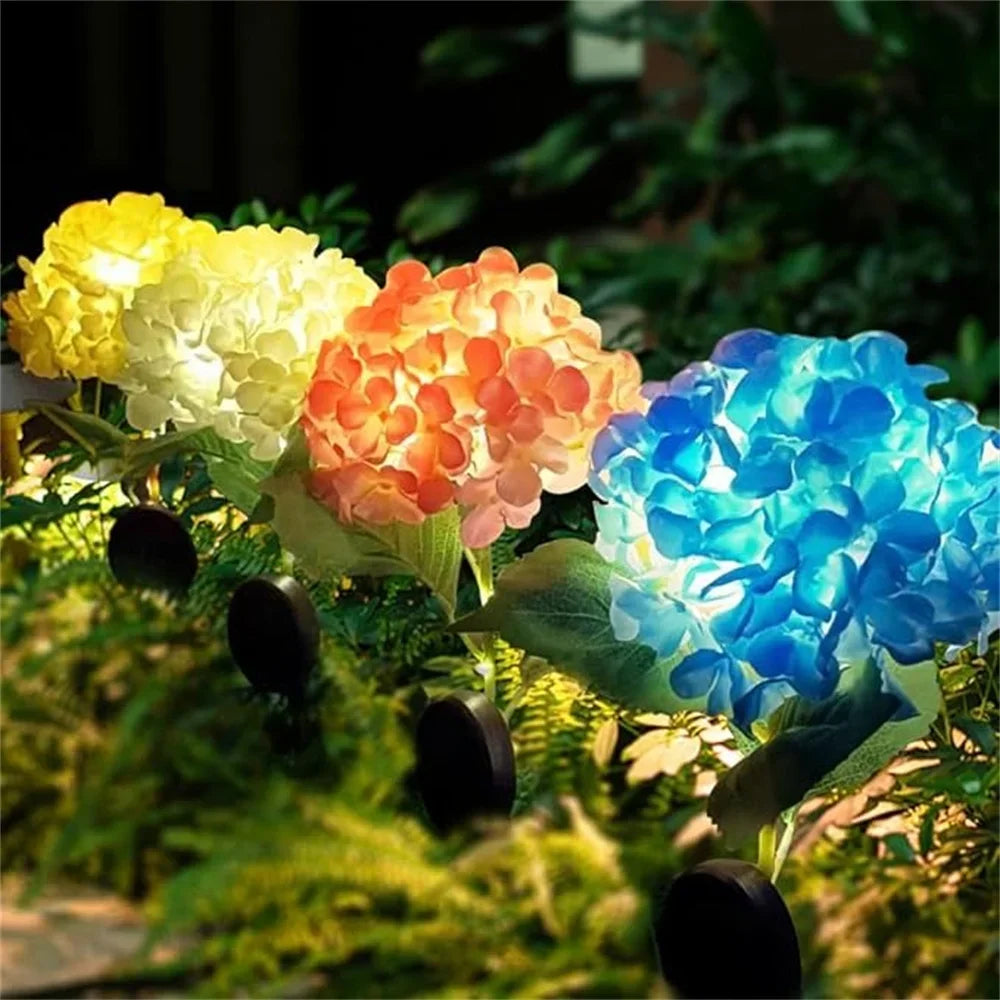 Solar Garden Light Outdoor Hydrangea Light Waterproof LED Flowers Stake Light for Garden Pathway Backyard Landscape Decorative