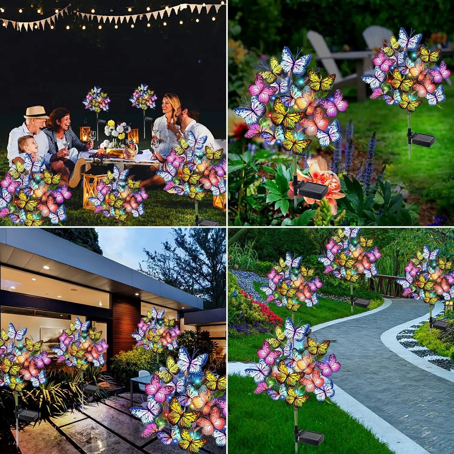Outdoor Solar Butterflies Waterproof Decorative Garden Lights Outdoor Solar LED Lights for Patio Pathway Yard Wedding Decoration