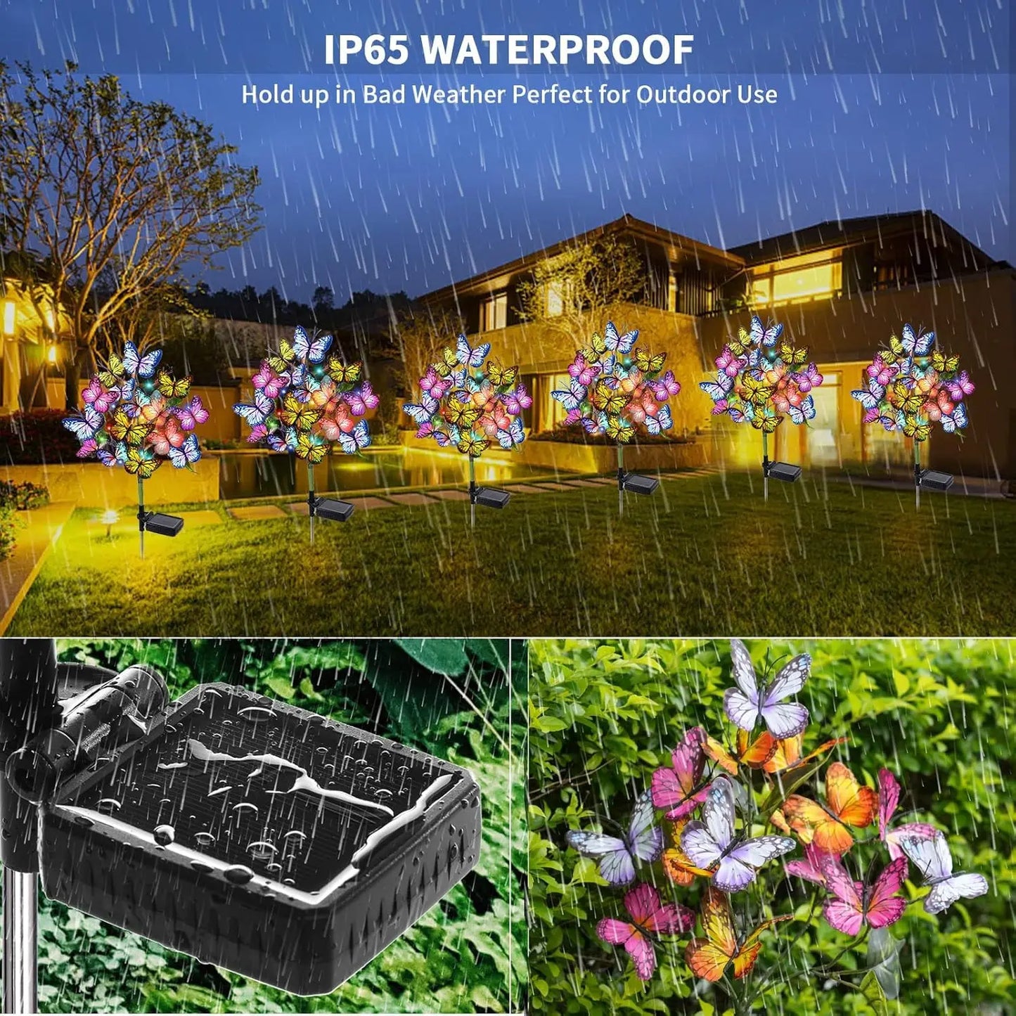 Outdoor Solar Butterflies Waterproof Decorative Garden Lights Outdoor Solar LED Lights for Patio Pathway Yard Wedding Decoration