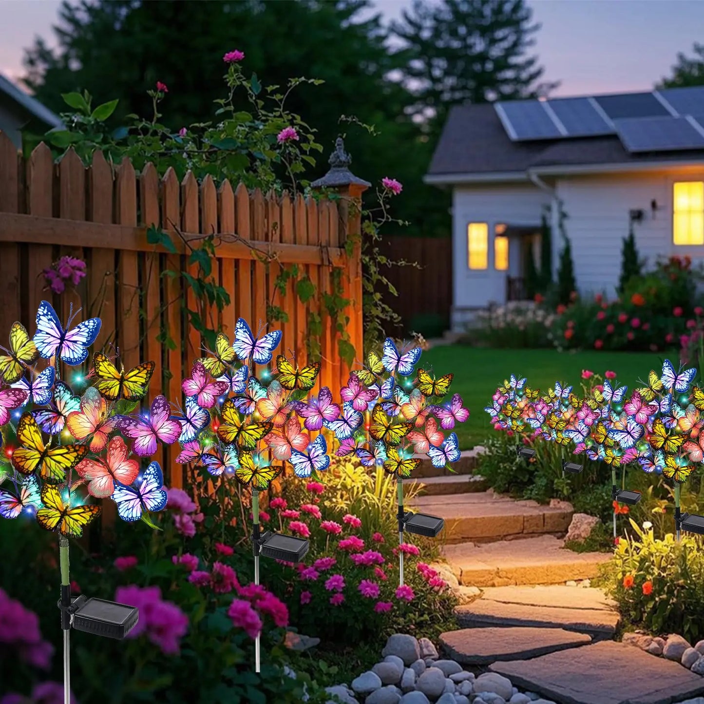Outdoor Solar Butterflies Waterproof Decorative Garden Lights Outdoor Solar LED Lights for Patio Pathway Yard Wedding Decoration
