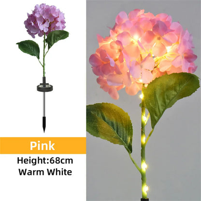 Solar Garden Light Outdoor Hydrangea Light Waterproof LED Flowers Stake Light for Garden Pathway Backyard Landscape Decorative