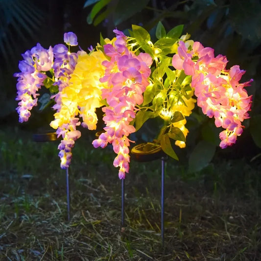 Solar Flowers Outdoor Waterproof 4 Branch Flower Vines 80Cm 2 Lightning Modes Solar Garden Lights Outdoor for Garden Yard Decor