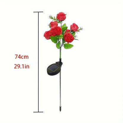 7 Head Solar Powered Rose Decorative Light Outdoor Garden Decorative Ornaments Lawn LED Light Christmas Valentine'S Day Decor