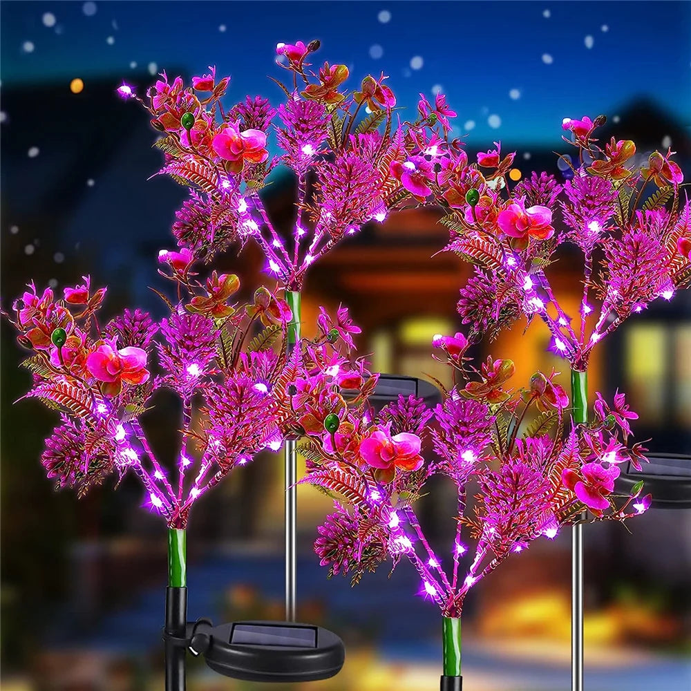 1Pc Solar Light Outdoor Garden Decorative Solar Powered Phalaenopsis Flower Light Waterproof IP65 Gardening Gifts for Women