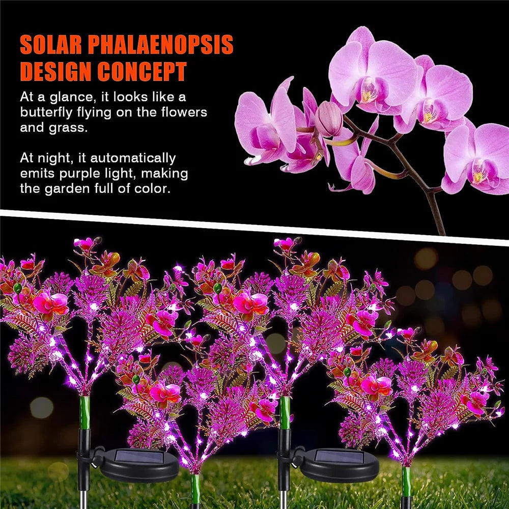 1Pc Solar Light Outdoor Garden Decorative Solar Powered Phalaenopsis Flower Light Waterproof IP65 Gardening Gifts for Women