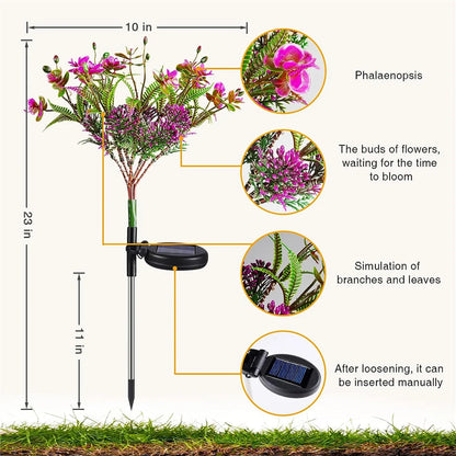 1Pc Solar Light Outdoor Garden Decorative Solar Powered Phalaenopsis Flower Light Waterproof IP65 Gardening Gifts for Women