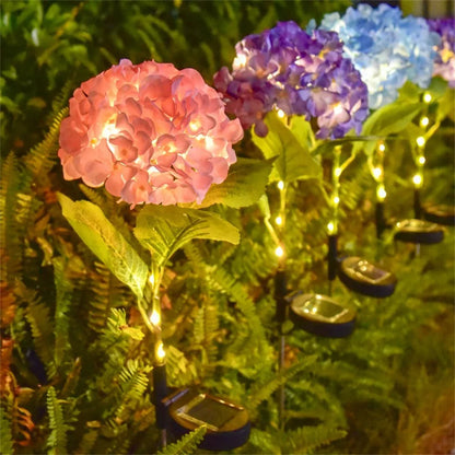 Solar Garden Light Outdoor Hydrangea Light Waterproof LED Flowers Stake Light for Garden Pathway Backyard Landscape Decorative