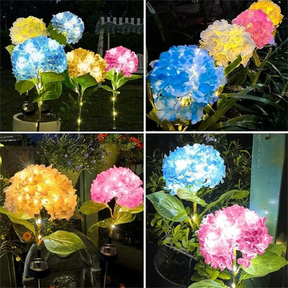 Solar Garden Light Outdoor Hydrangea Light Waterproof LED Flowers Stake Light for Garden Pathway Backyard Landscape Decorative