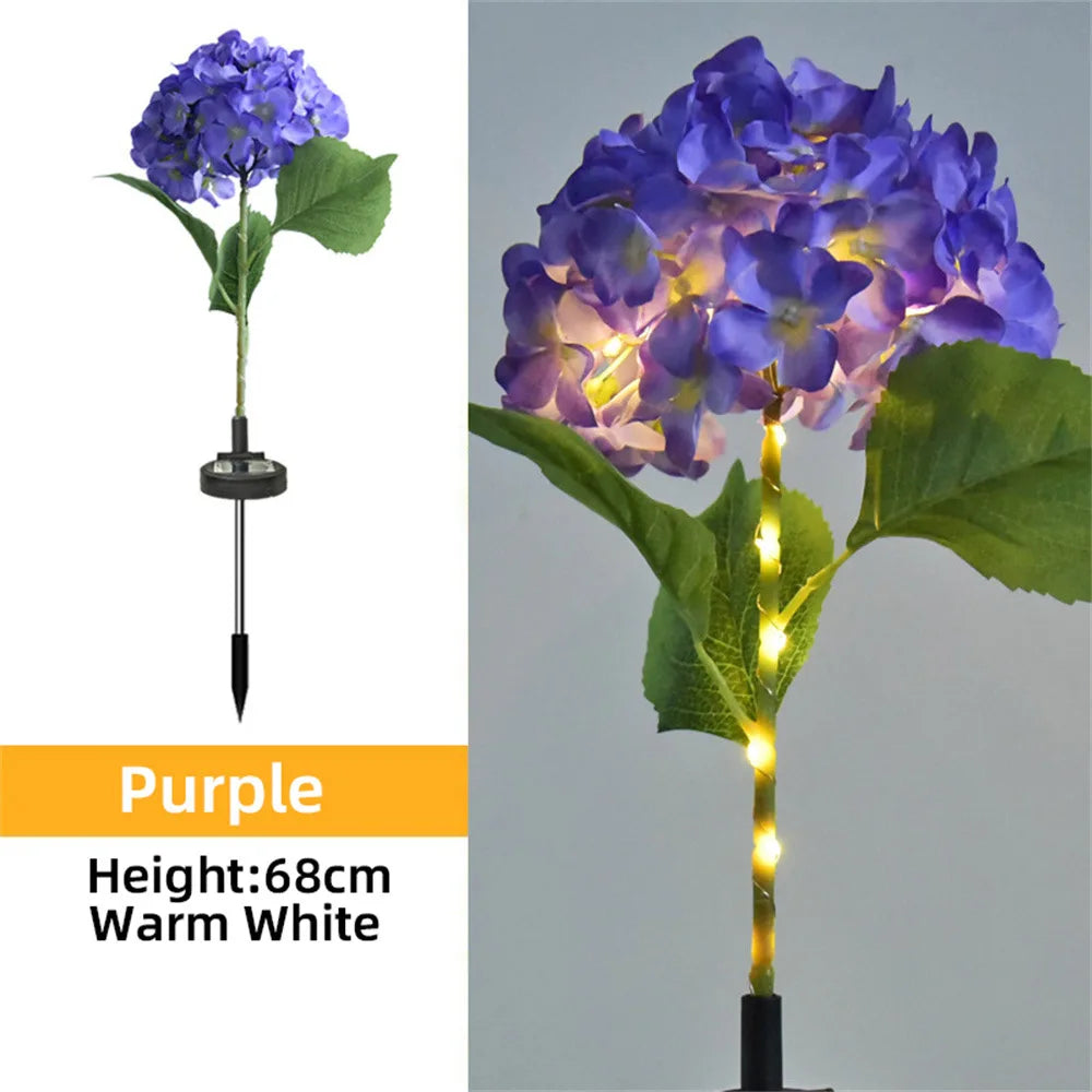 Solar Garden Light Outdoor Hydrangea Light Waterproof LED Flowers Stake Light for Garden Pathway Backyard Landscape Decorative